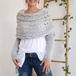 🔥Heißer Verkauf 49% RABATT🧶Gestrickter Zopfmuster-Umhang, Bolero für Damen