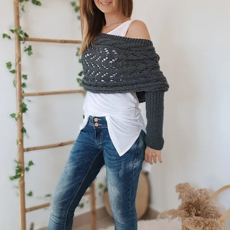 🔥Heißer Verkauf 49% RABATT🧶Gestrickter Zopfmuster-Umhang, Bolero für Damen