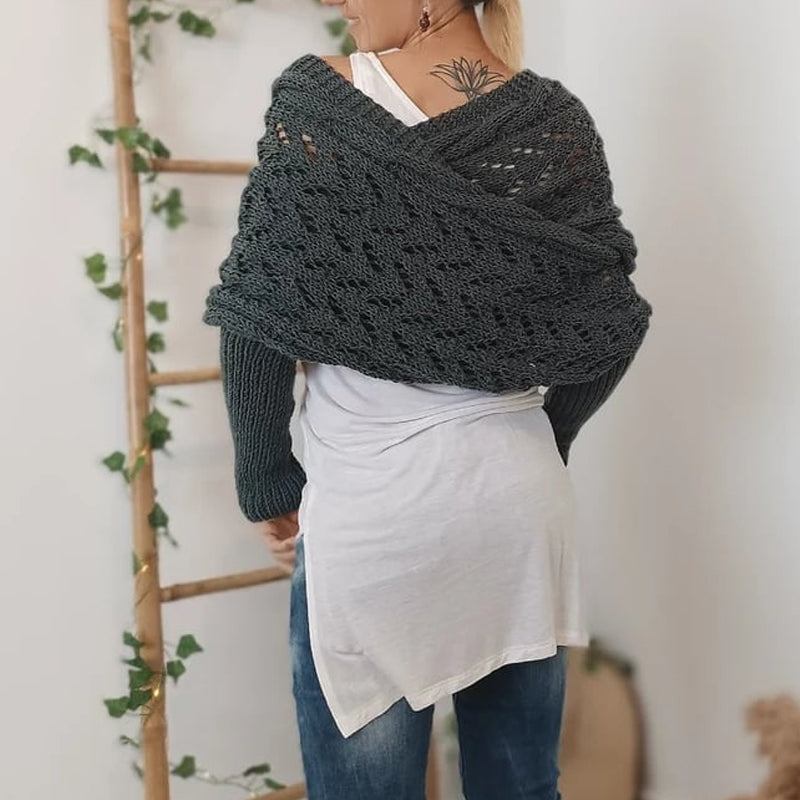 🔥Heißer Verkauf 49% RABATT🧶Gestrickter Zopfmuster-Umhang, Bolero für Damen