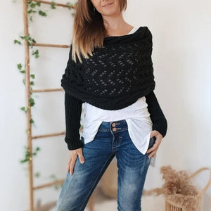 🔥Heißer Verkauf 49% RABATT🧶Gestrickter Zopfmuster-Umhang, Bolero für Damen