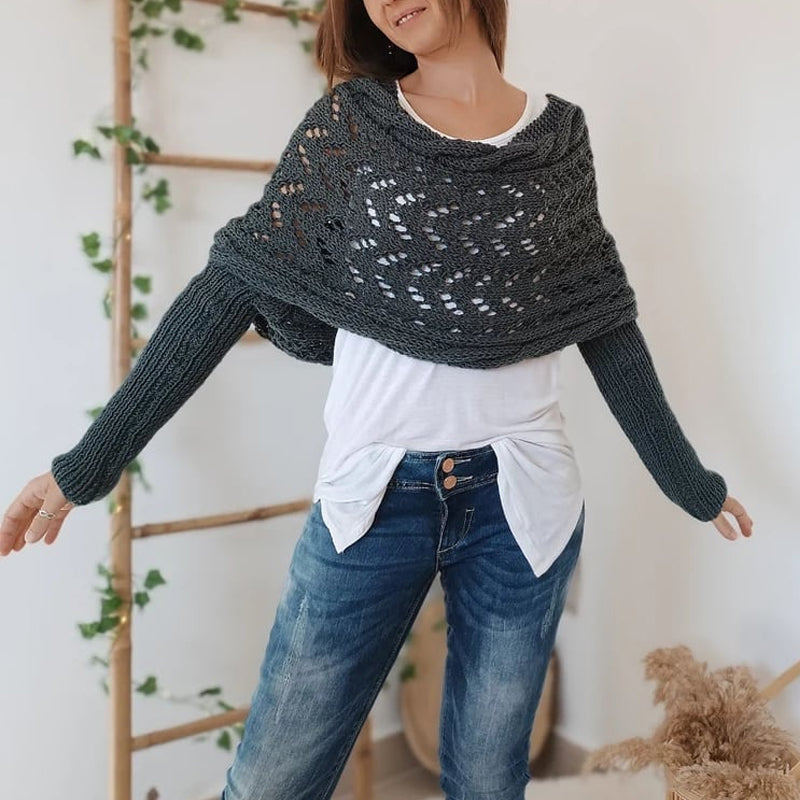 🔥Heißer Verkauf 49% RABATT🧶Gestrickter Zopfmuster-Umhang, Bolero für Damen