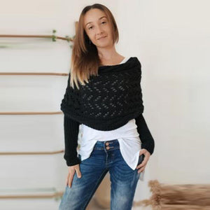 🔥Heißer Verkauf 49% RABATT🧶Gestrickter Zopfmuster-Umhang, Bolero für Damen