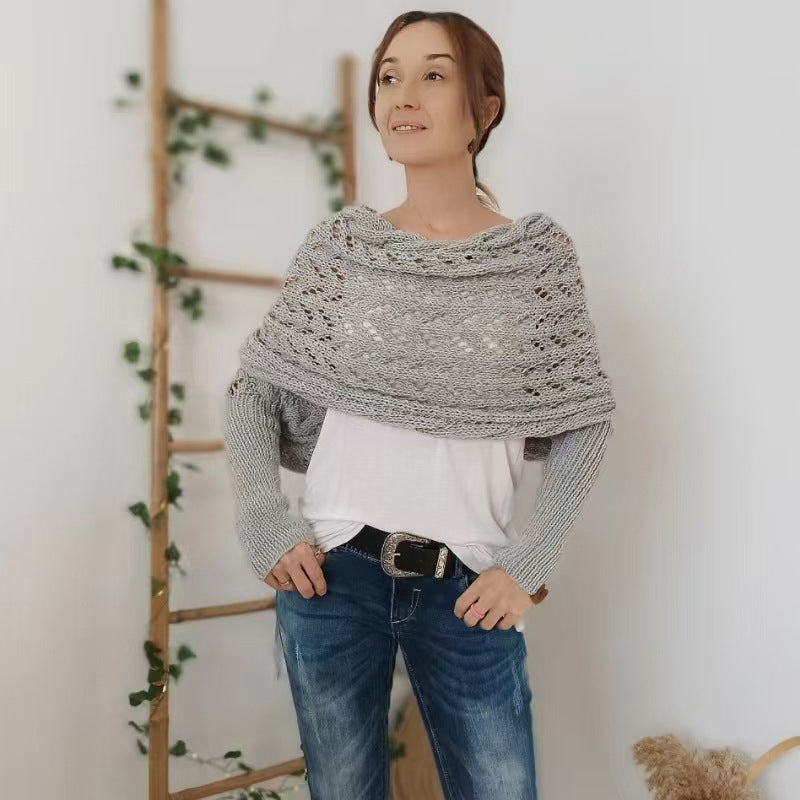 🔥Heißer Verkauf 49% RABATT🧶Gestrickter Zopfmuster-Umhang, Bolero für Damen