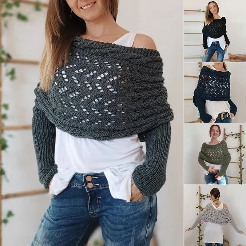 🔥Heißer Verkauf 49% RABATT🧶Gestrickter Zopfmuster-Umhang, Bolero für Damen