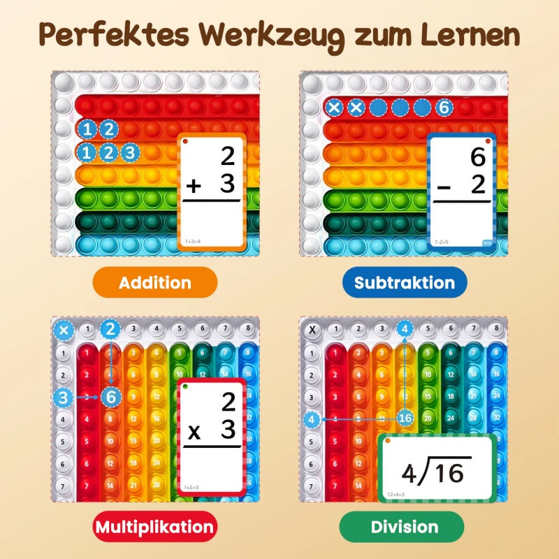 Mathe-Lernkarten und Pop-Fidget-Diagramm