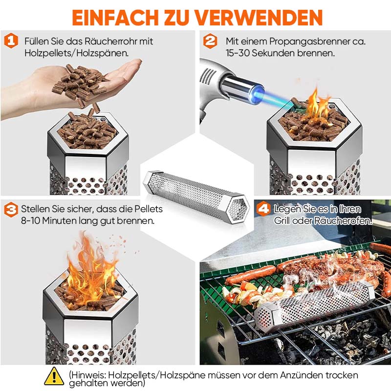 12' Pellet-Räucherrohr für alle Grills oder Räuchergeräte