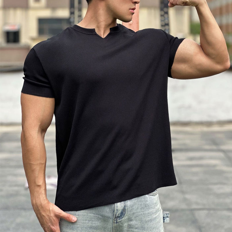 Men's V-Neck Short Sleeve Muscle Athletic Workout T-Shirts