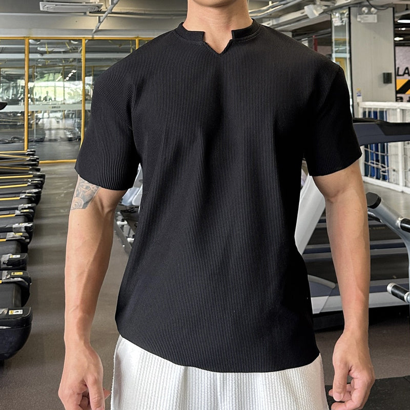 Men's V-Neck Short Sleeve Muscle Athletic Workout T-Shirts