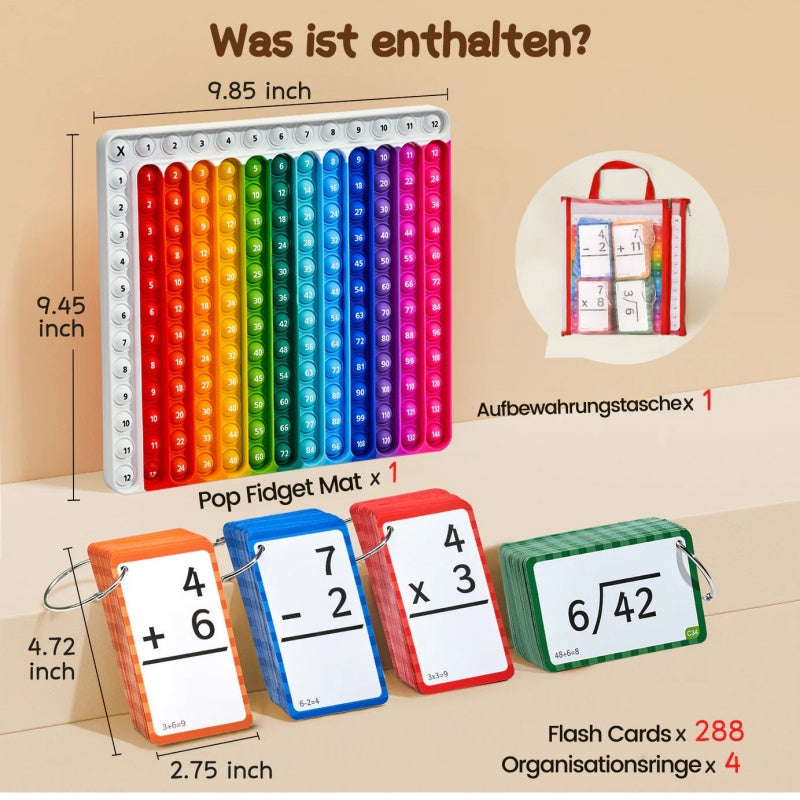 Mathe-Lernkarten und Pop-Fidget-Diagramm