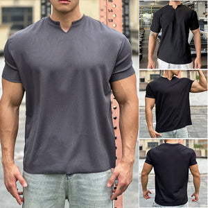 Men's V-Neck Short Sleeve Muscle Athletic Workout T-Shirts