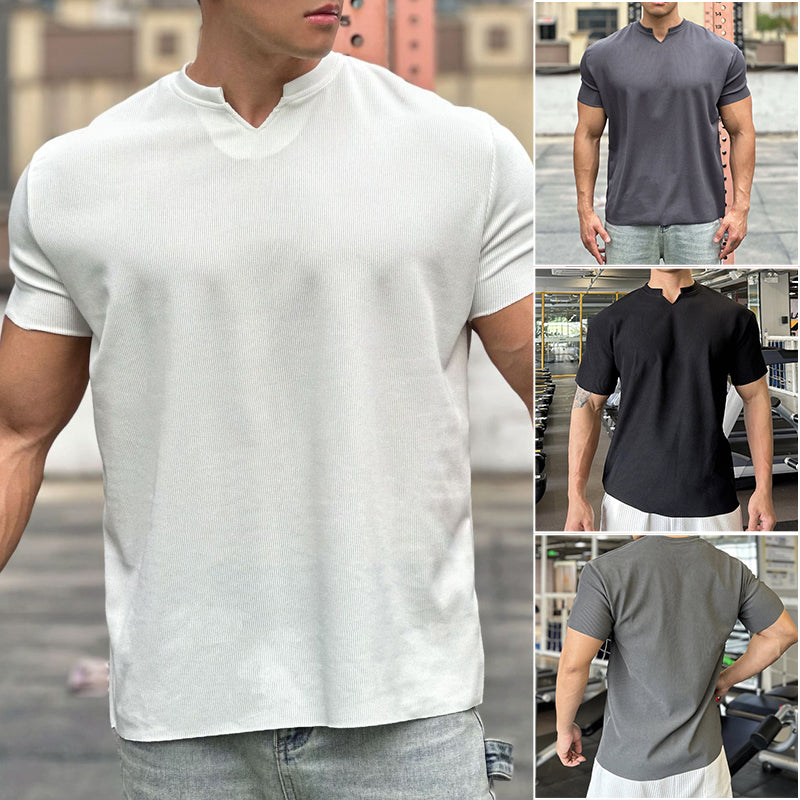 Men's V-Neck Short Sleeve Muscle Athletic Workout T-Shirts