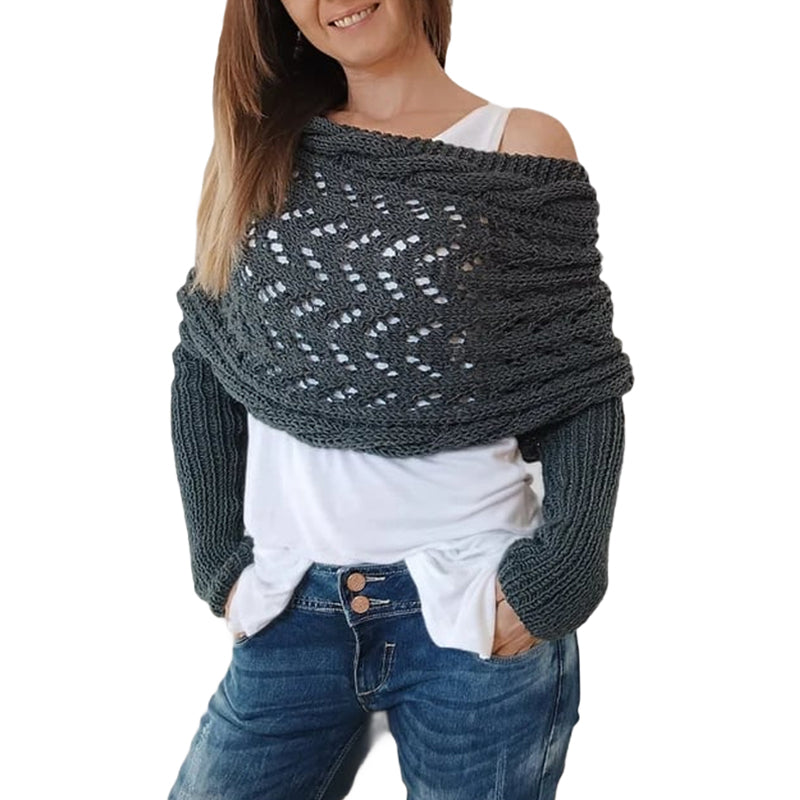 🔥Heißer Verkauf 49% RABATT🧶Gestrickter Zopfmuster-Umhang, Bolero für Damen