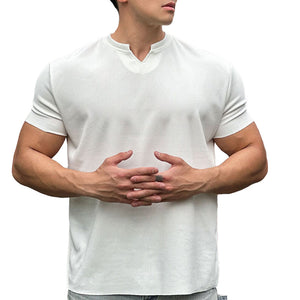 Men's V-Neck Short Sleeve Muscle Athletic Workout T-Shirts