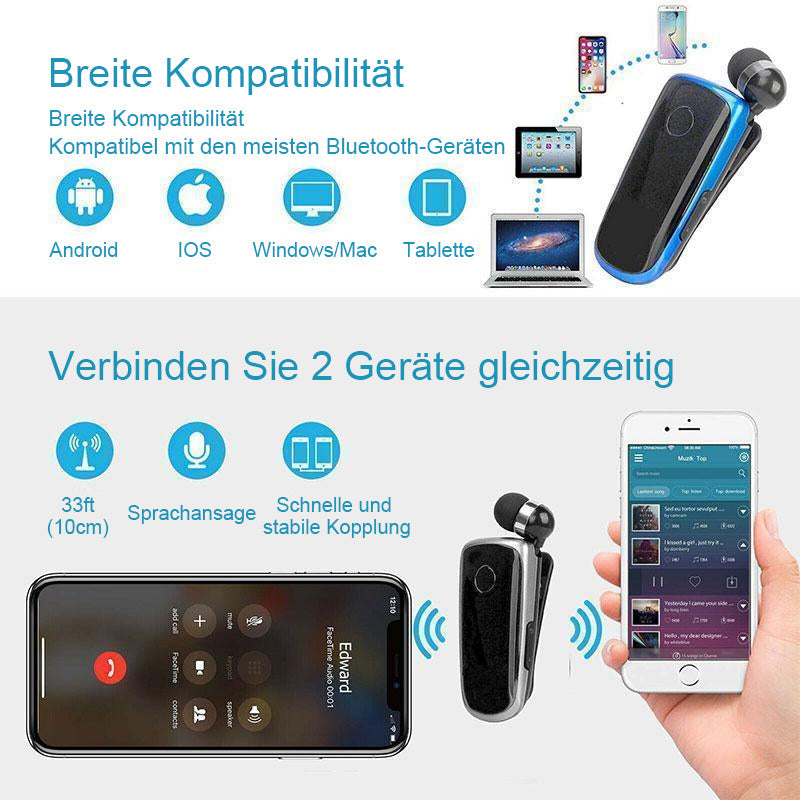 Bluetooth-Kopfhörer mit Halsbandclip