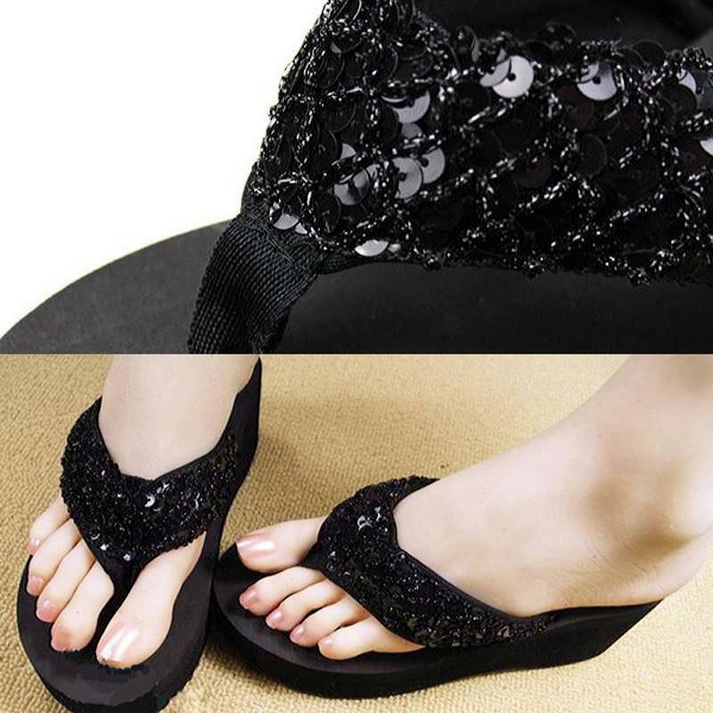 Die neuesten Sommer-Pailletten der Frauen 2018 rutschfeste Sandalen Slipper Flip-Flops für Indoor Outdoor