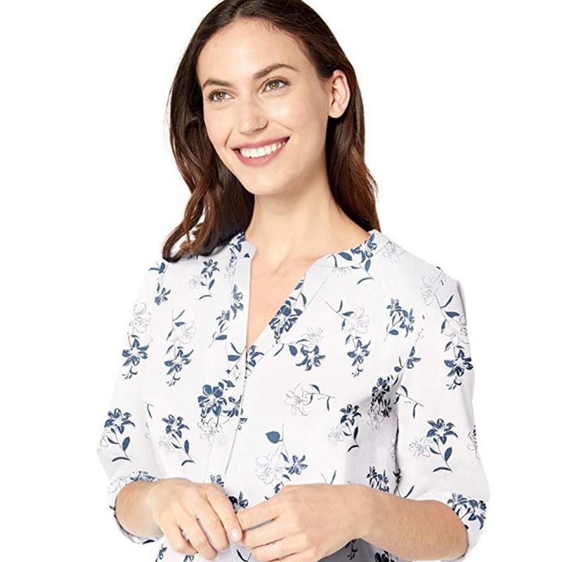 Langarm-Baumwoll-Popover-Shirt Für Damen