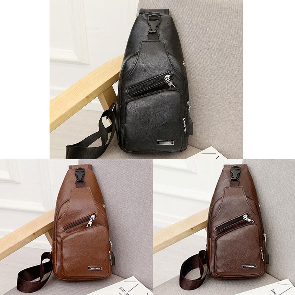 Schultertasche Crossbodytasche für Herren mit USB-Ladeanschluss