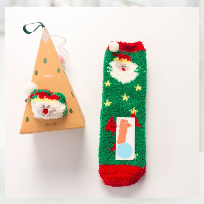 Weihnachtsgeschenkbox – süße Plüschsocken（4 Paare）