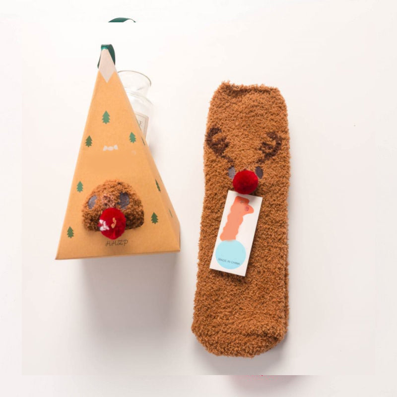 Weihnachtsgeschenkbox – süße Plüschsocken（4 Paare）