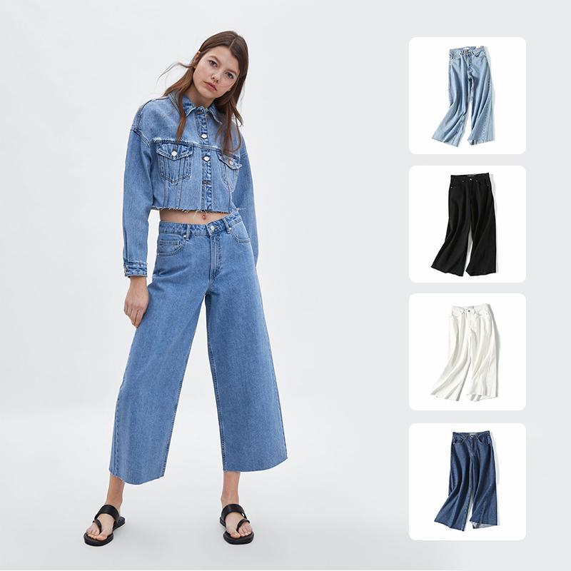 Weit modische Jeans mit breitem geschnittenem Hosenbein