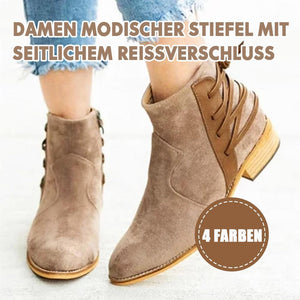 Damen Modischer Stiefel mit Seitlichem Reißverschluss