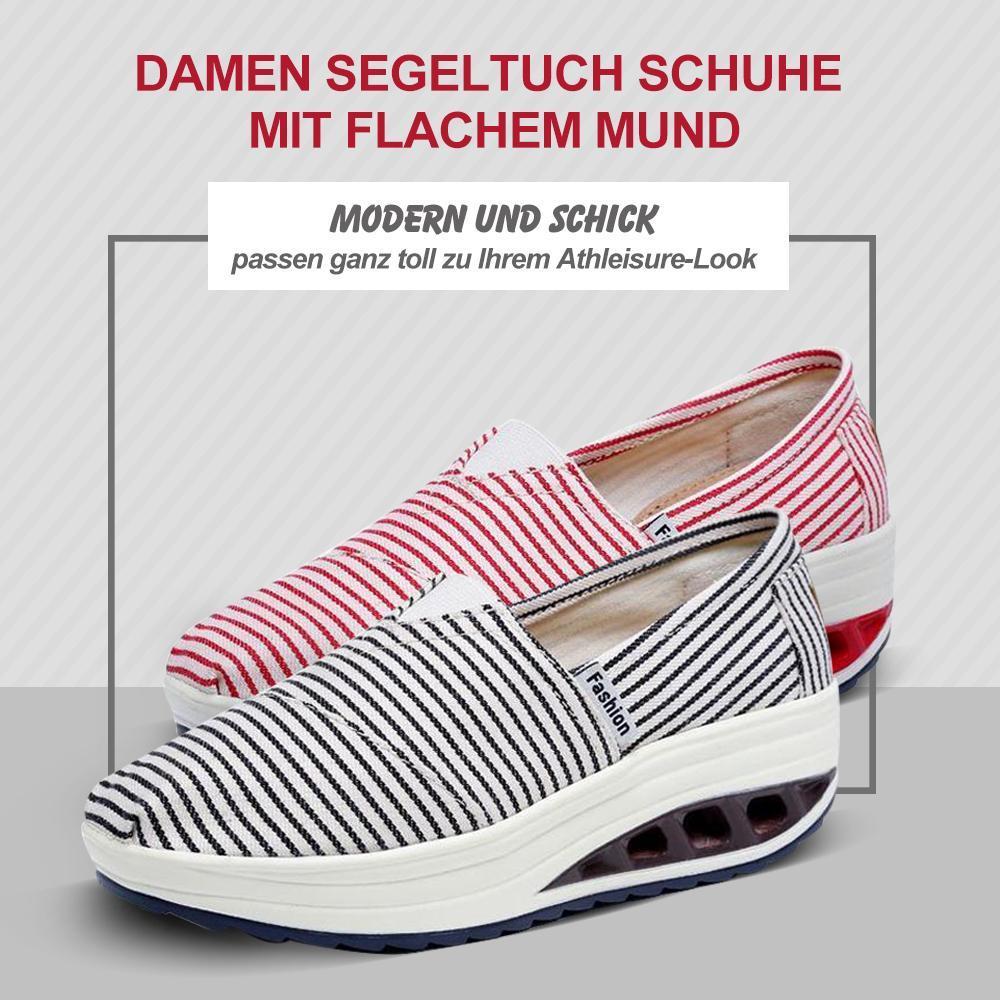 Damen Segeltuch Schuhe mit flachem Mund