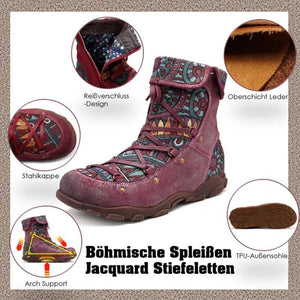 Handgemachte böhmische Spleißen Jacquard Stiefeletten