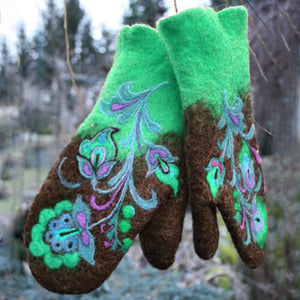 Weihnachten Blumenstick- Handschuhe