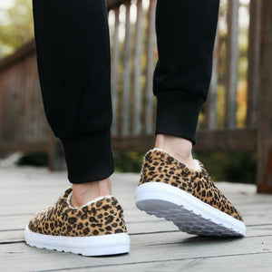 Unisex Leopard Flache Baumwollschuhe, bequeme Hausschuhe