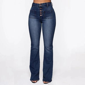 Gewaschene Jeans mit hohem Bund