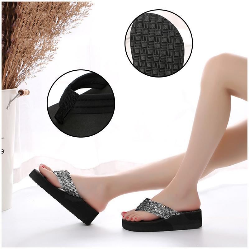 Die neuesten Sommer-Pailletten der Frauen 2018 rutschfeste Sandalen Slipper Flip-Flops für Indoor Outdoor