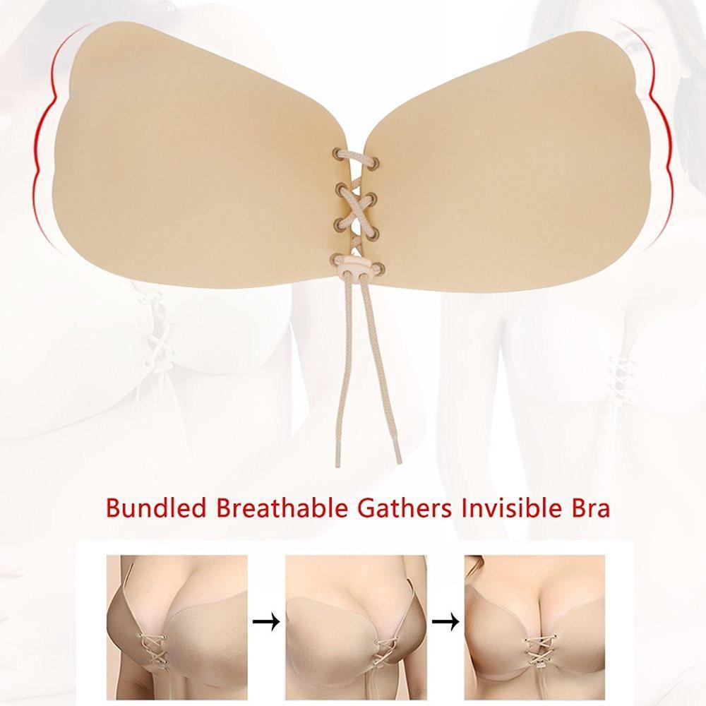 Frauen trägerlosen Backless Push Up Self Adhesive mit Drawstrings BH/ Invisible Bra