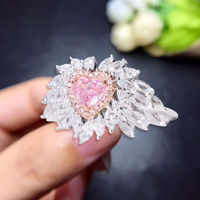 Heart-Shaped Pink Diamond Ring