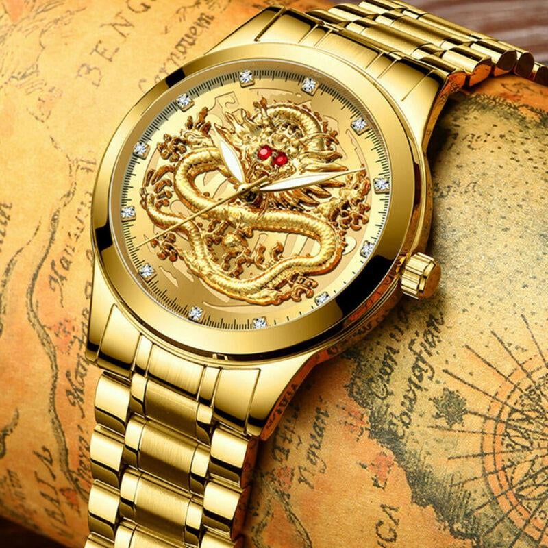 Modische Goldene Drachenuhr