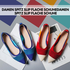 Damen Spitz Slip Flache Schuhe