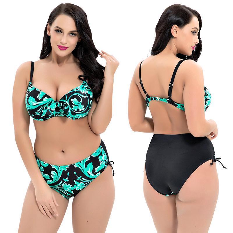 Großer bedruckter Bikini mit hoher Taille  